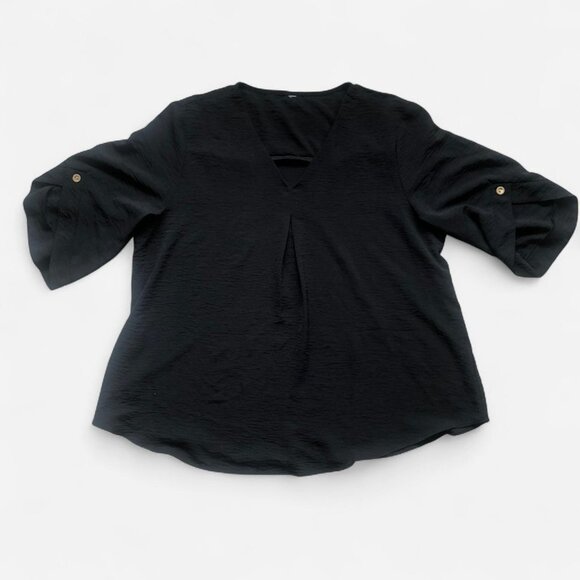 Black V-Neck Blouse - Picture 2 of 4